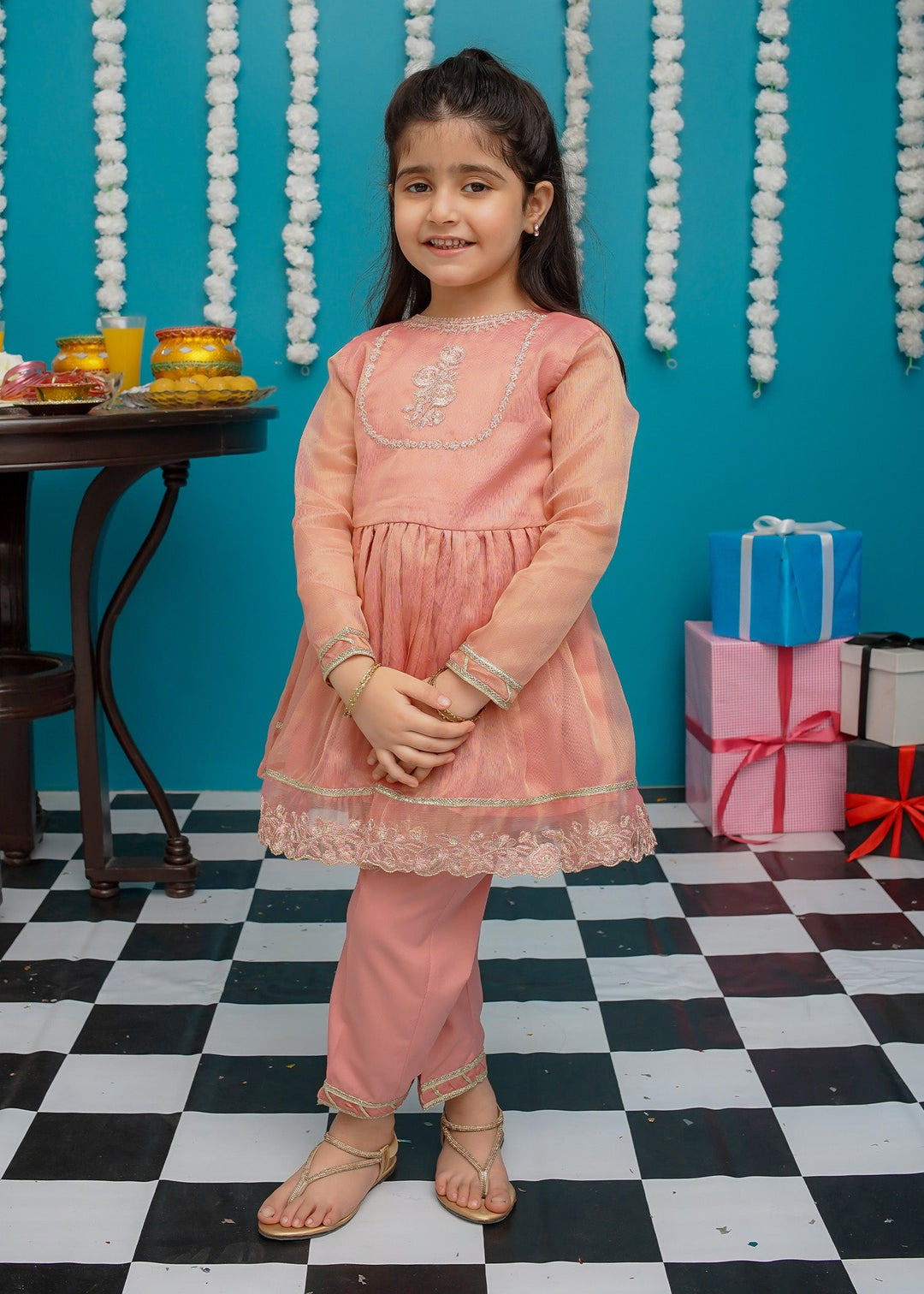 Modest - Maysuri Frock For Girl - Pink - 3 Piece