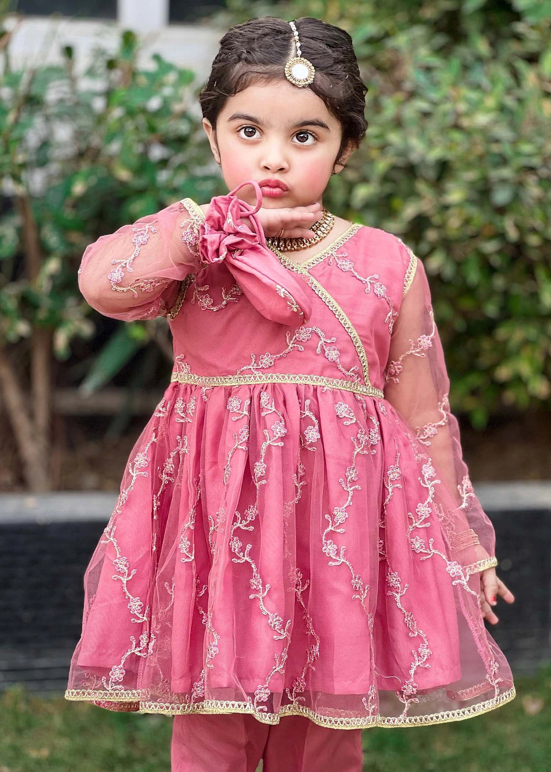 Modest - Net Embroidered Suit For Girl -  3 Piece