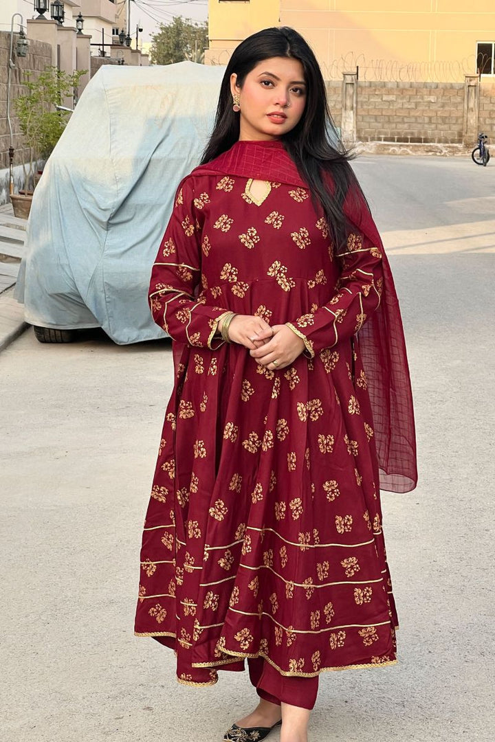 Modest - Liana - Rawsilk - Maroon - 3 Piece