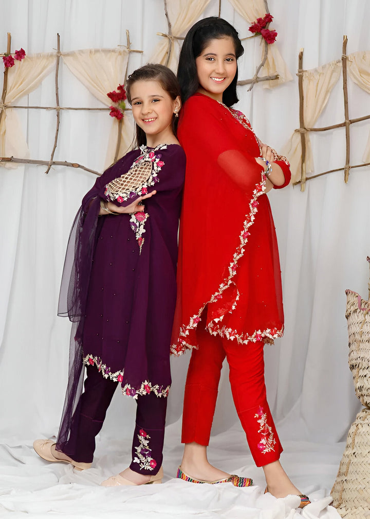 Modest - Pearl Cape Shirt - Purple - Chiffon - 3 Piece