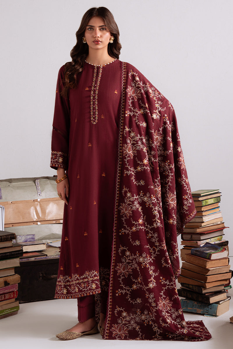 Cross Stitch - Woven Elegance - Khaddar Embroidered Suit - 3 Piece - Unstitch