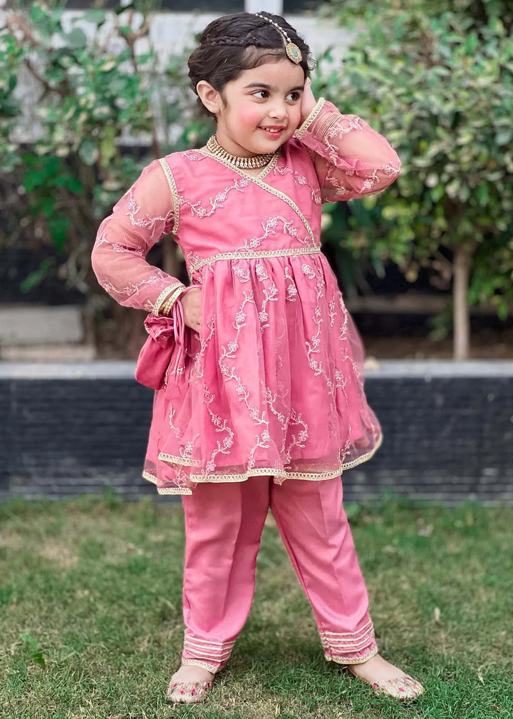 Modest - Net Embroidered Suit For Girl -  3 Piece