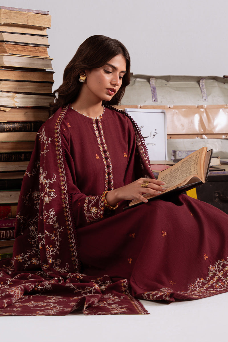 Cross Stitch - Woven Elegance - Khaddar Embroidered Suit - 3 Piece - Unstitch