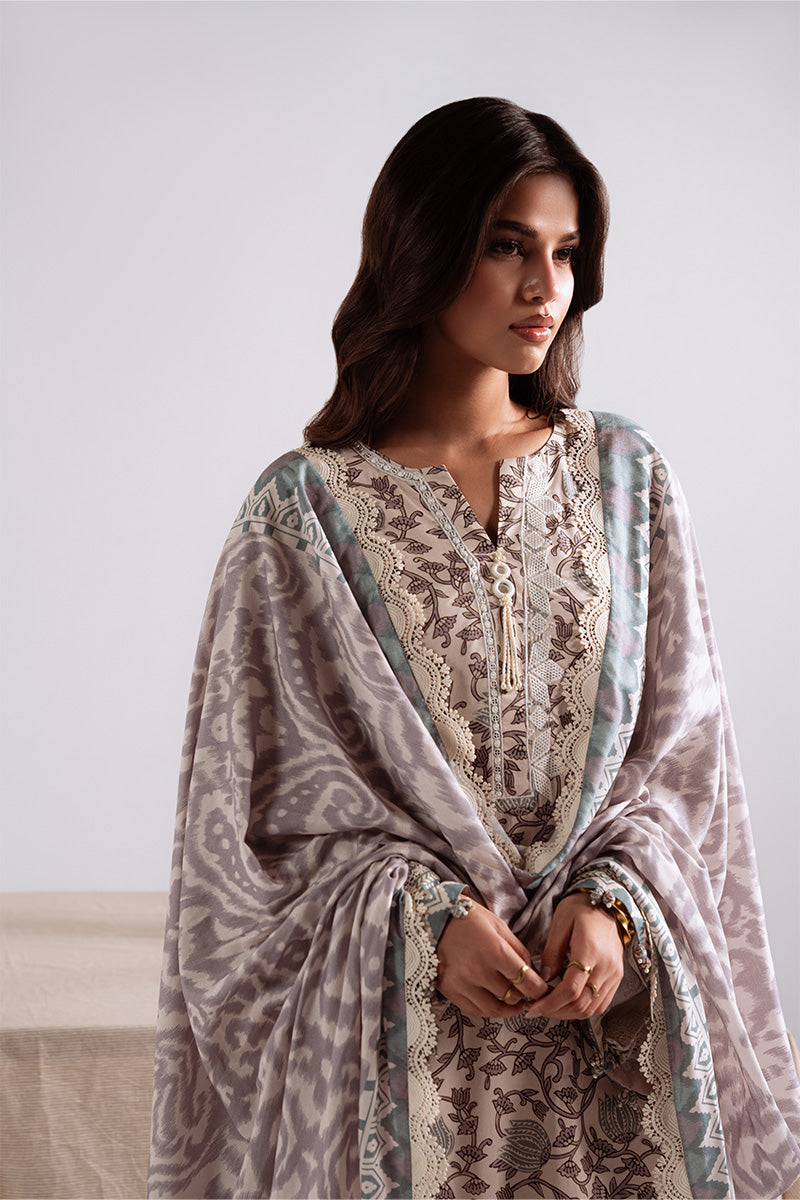 Cross Stitch - Iznik Bloom - Linen Printed Suit - 3 Piece - Unstitch