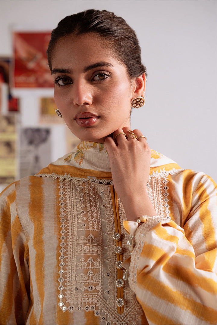 Cross Stitch - Ochre Bliss - Khaddar Printed Suit - 3 Piece - Unstitch