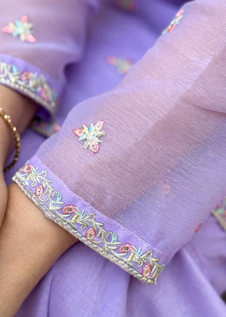 Modest Women 3 Piece Lavender Chiffon Gharara