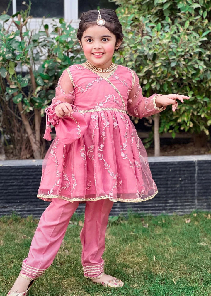 Modest - Net Embroidered Suit For Girl -  3 Piece