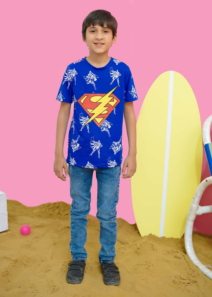 Modest - Superman Graphic Tee - Blue - Jersey - 1 Piece