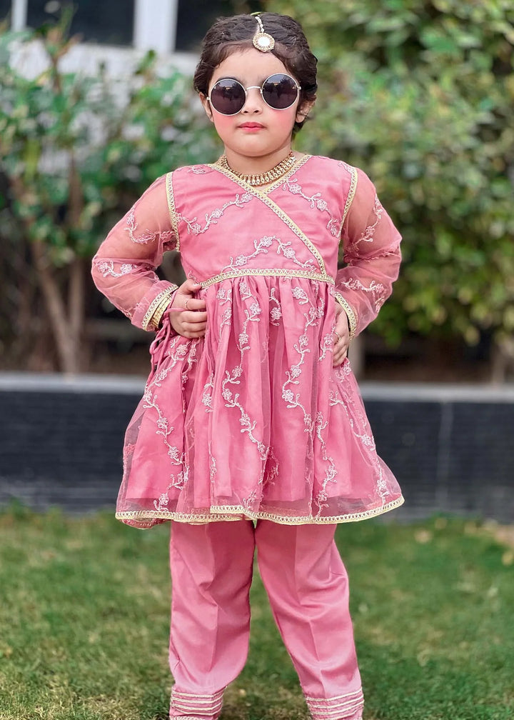 Modest - Net Embroidered Suit For Girl -  3 Piece