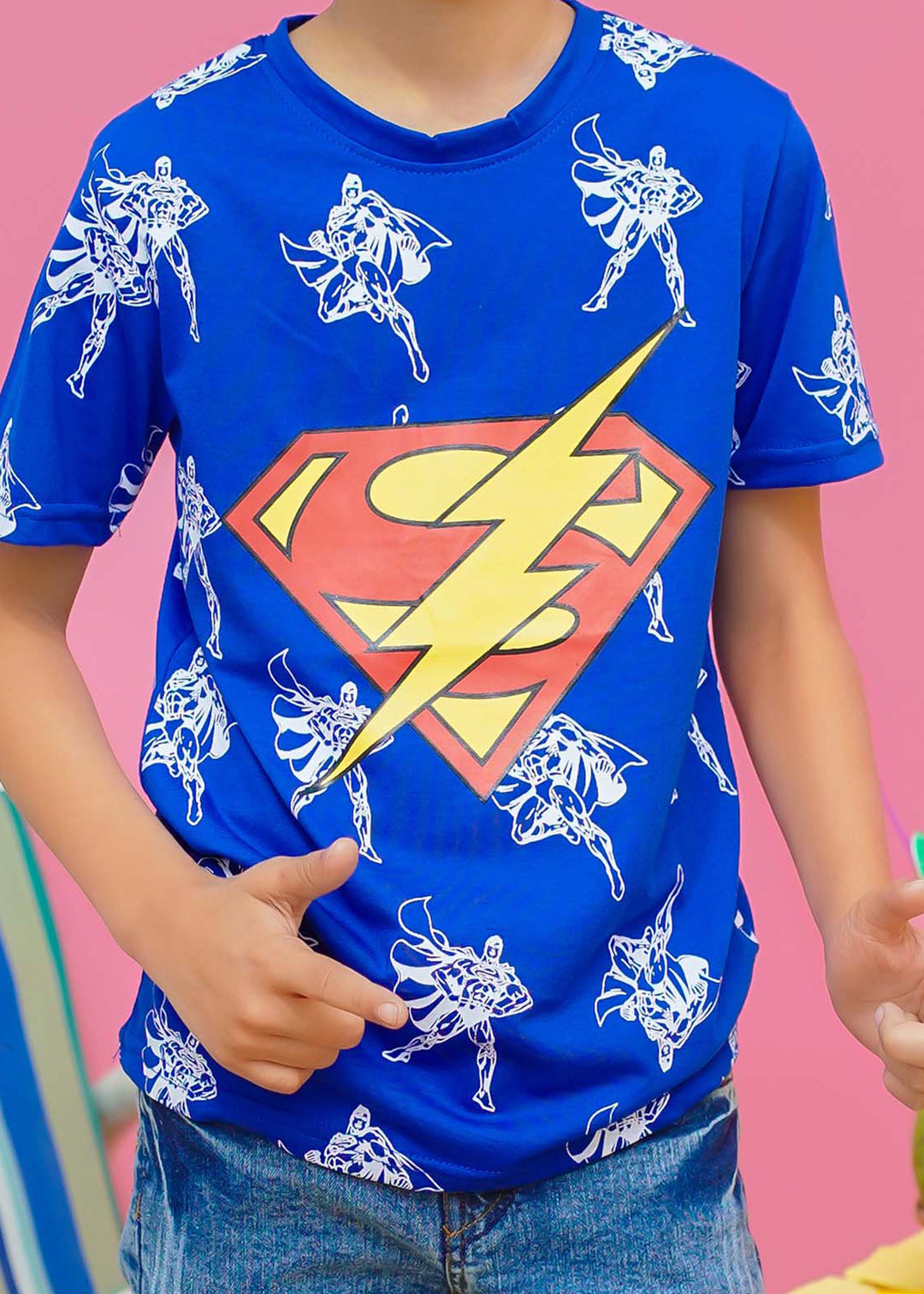 Modest - Superman Graphic Tee - Blue - Jersey - 1 Piece