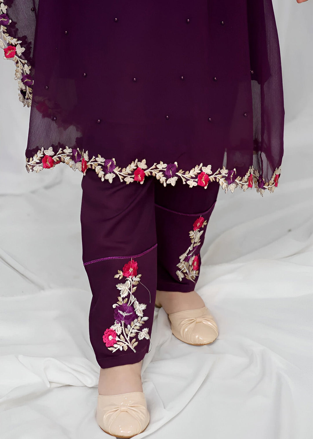 Modest - Pearl Cape Shirt - Purple - Chiffon - 3 Piece