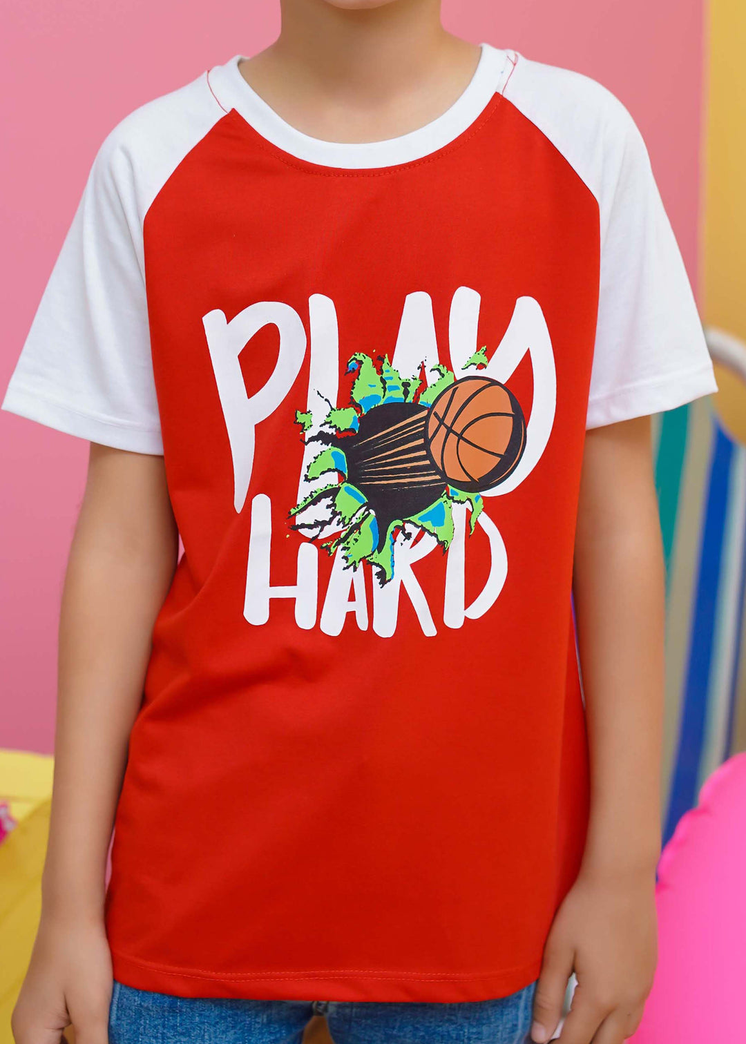 Modest - Basket Ball Graphic Tee - Red - Jersey - 1 Piece