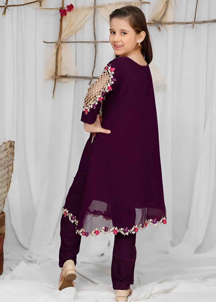 Modest - Pearl Cape Shirt - Purple - Chiffon - 3 Piece