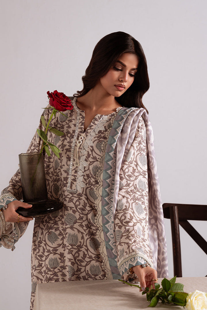 Cross Stitch - Iznik Bloom - Linen Printed Suit - 3 Piece - Unstitch