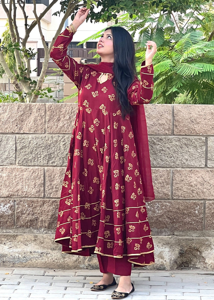 Modest - Liana - Rawsilk - Maroon - 3 Piece