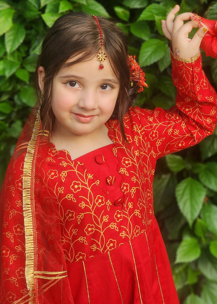 Modest - Blooming Red - Cotton - Girls 3 Piece Suit