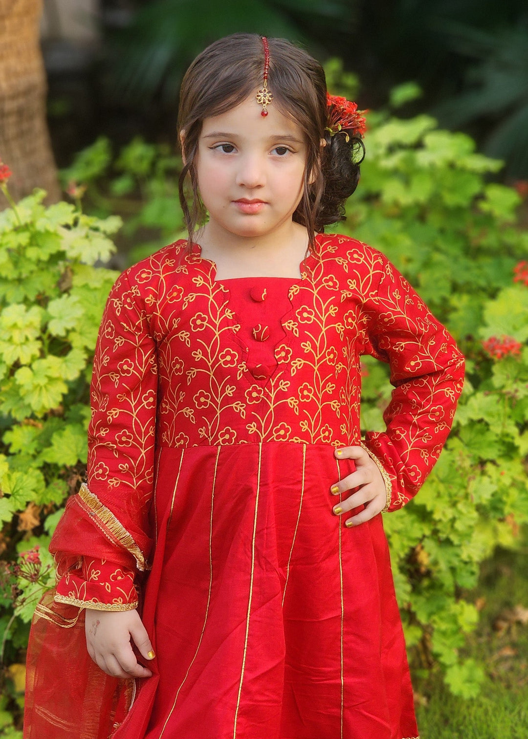 Modest - Blooming Red - Cotton - Girls 3 Piece Suit