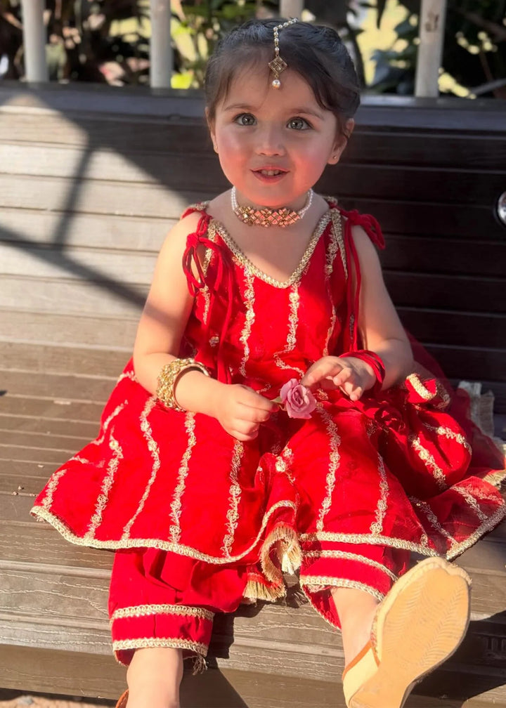 Modest - Net Embroidered Suit For Girl -  3 Piece