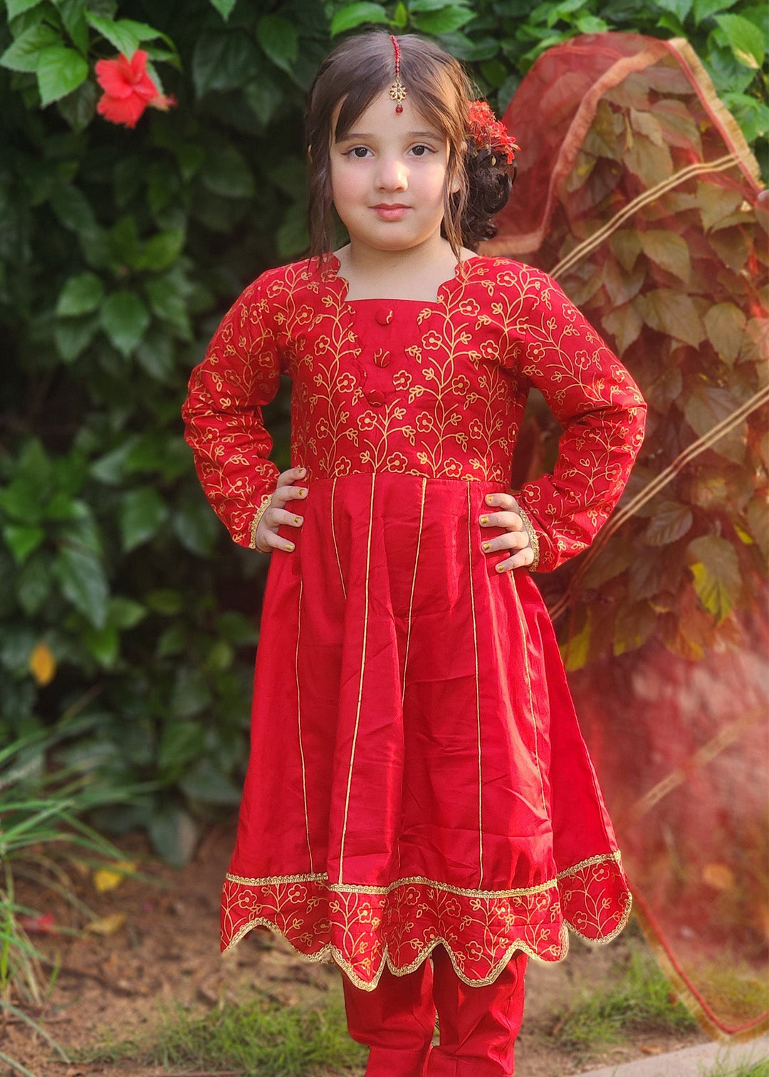 Modest - Blooming Red - Cotton - Girls 3 Piece Suit