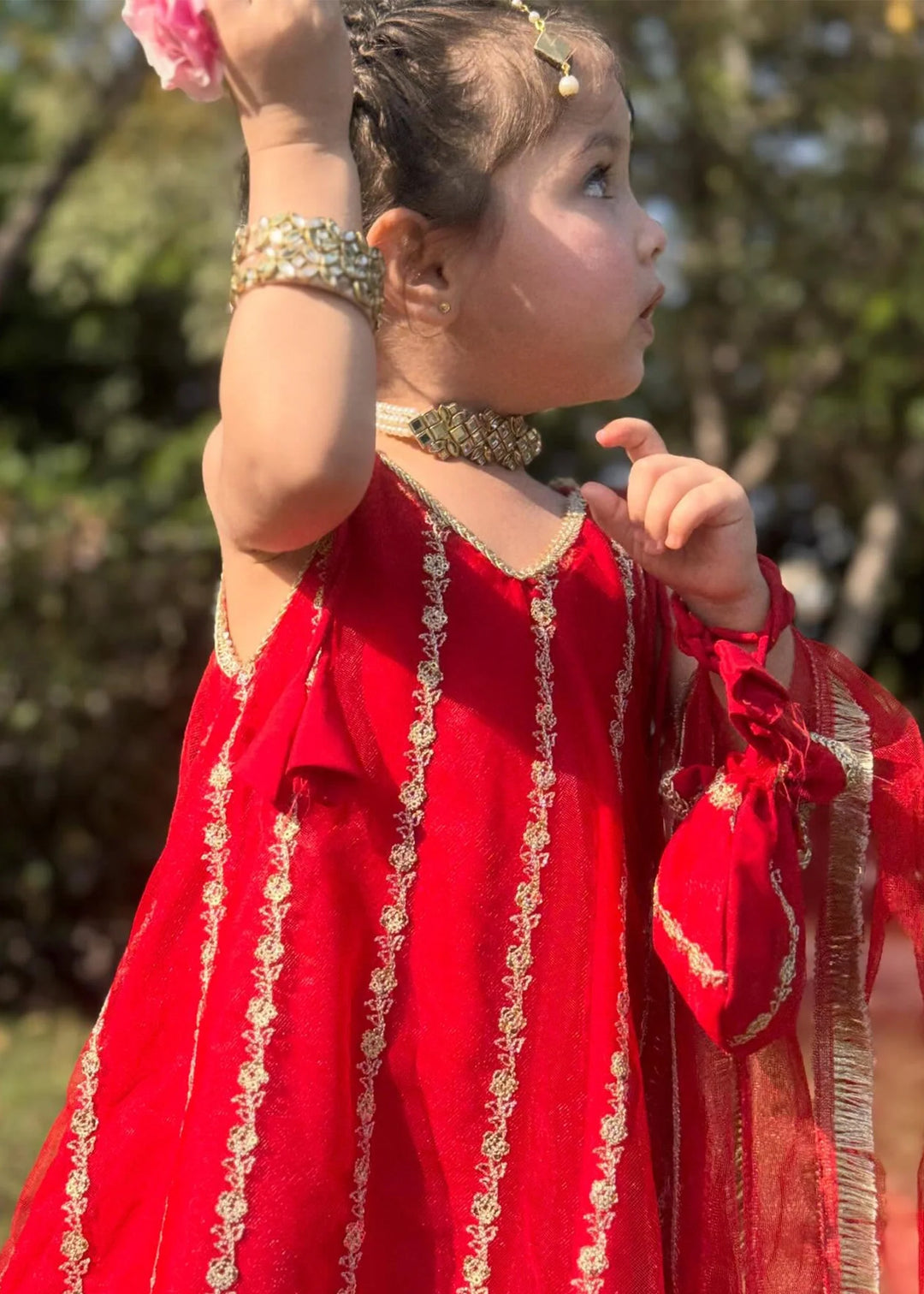 Modest - Net Embroidered Suit For Girl -  3 Piece