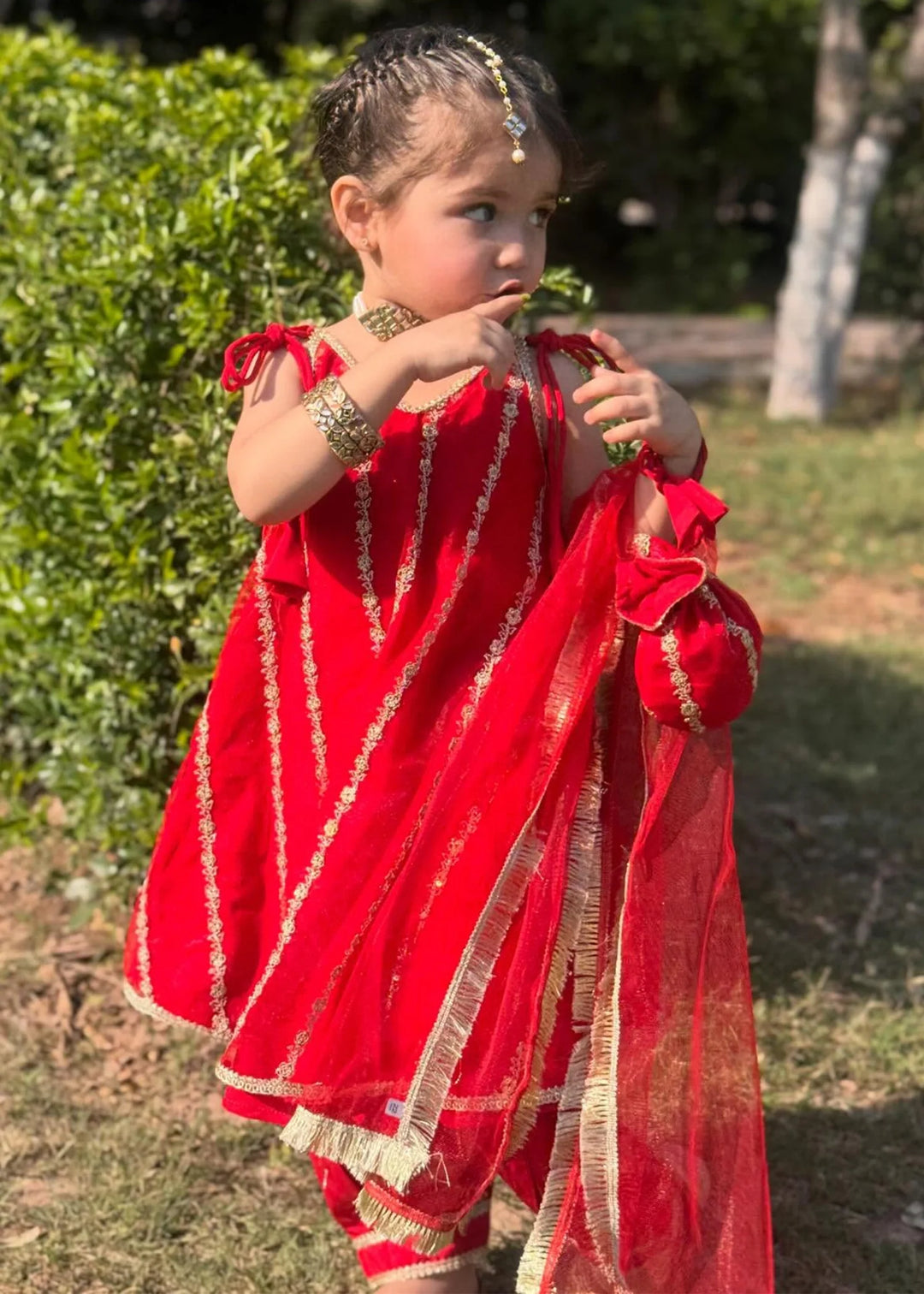 Modest - Net Embroidered Suit For Girl -  3 Piece