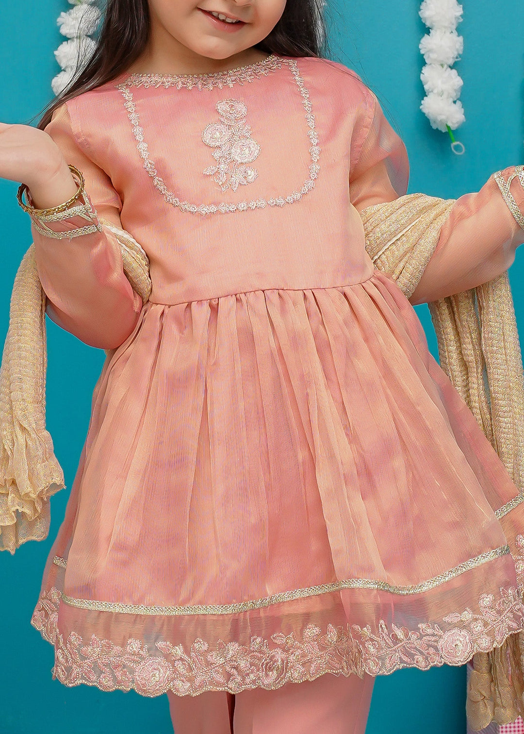 Modest - Maysuri Frock For Girl - Pink - 3 Piece