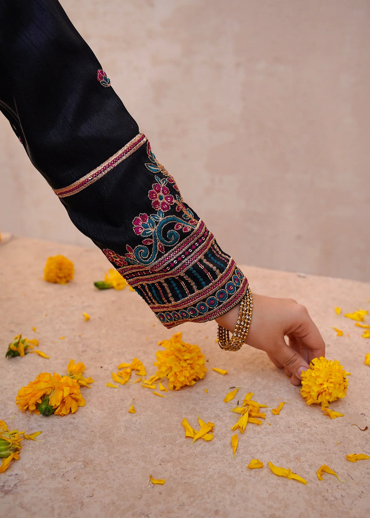 Modest - Rawsilk Embroidered Gharara For Girl - 3 Piece