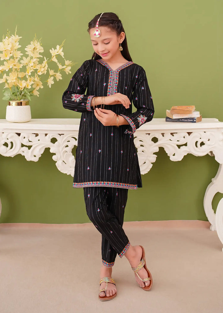Modest - Khaddar Embroidered Suit For Girl - Black - 3 Piece
