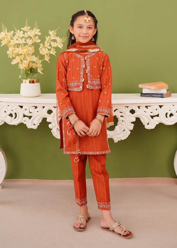 Modest - Khaddar Embroidered Suit For Girl - Brown - 3 Piece