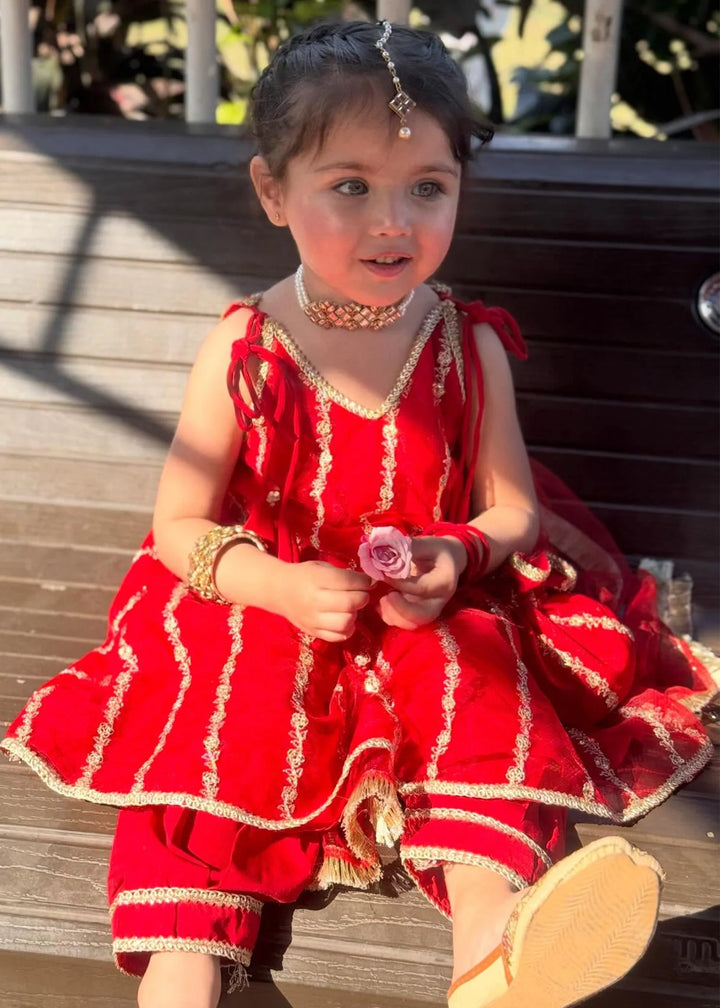 Modest - Net Embroidered Suit For Girl -  3 Piece