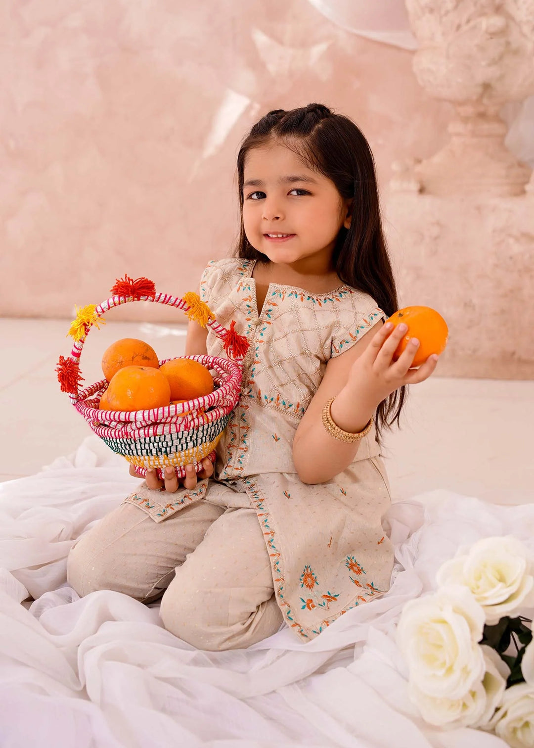 Modest - Cotton Lawn Embroidered Suit For Girl - White - 3 Piece