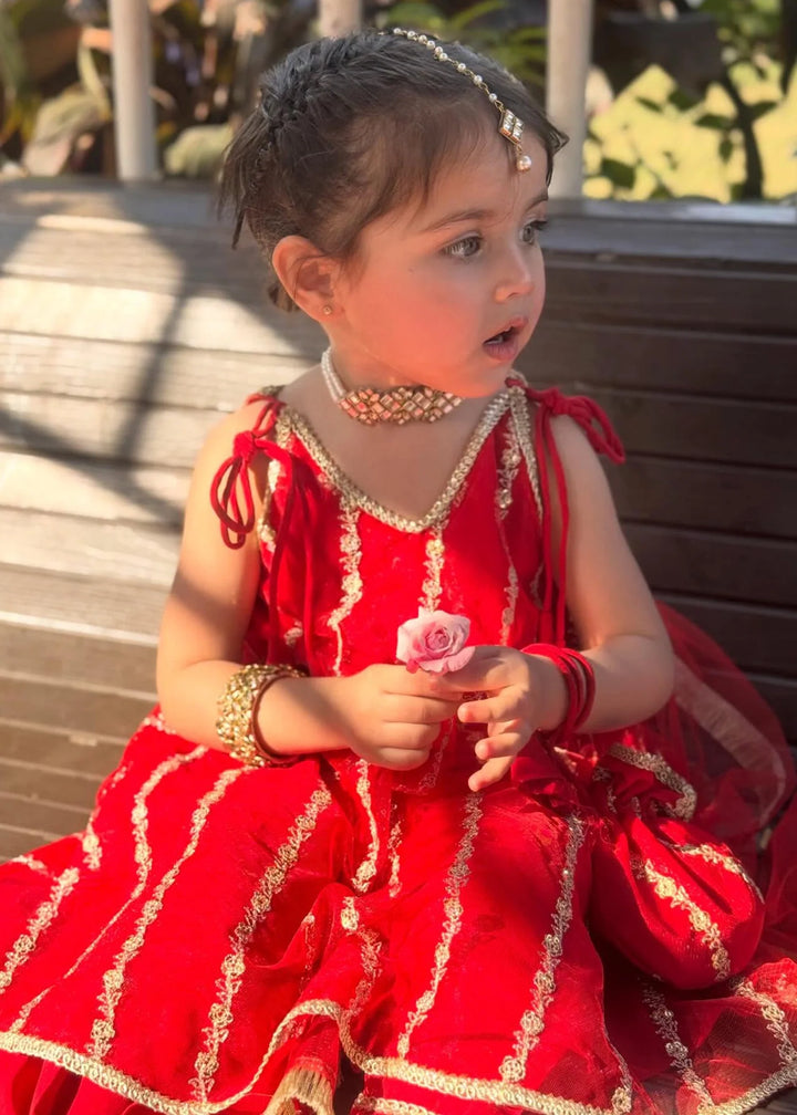 Modest - Net Embroidered Suit For Girl -  3 Piece