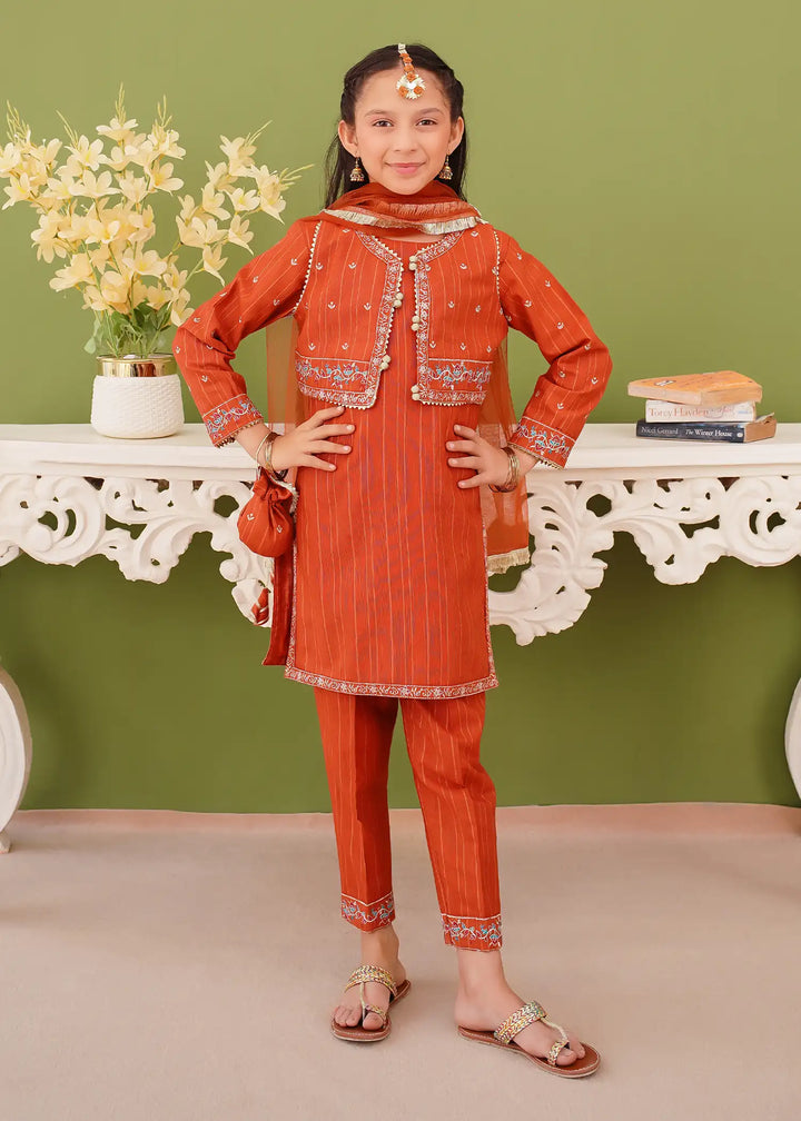 Modest - Khaddar Embroidered Suit For Girl - Brown - 3 Piece
