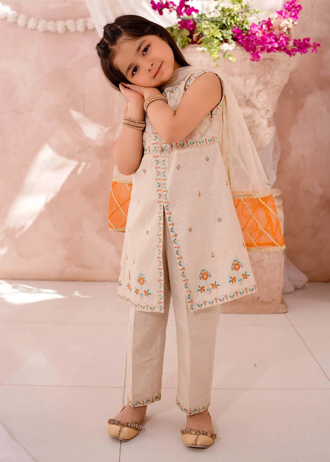 Modest - Cotton Lawn Embroidered Suit For Girl - White - 3 Piece