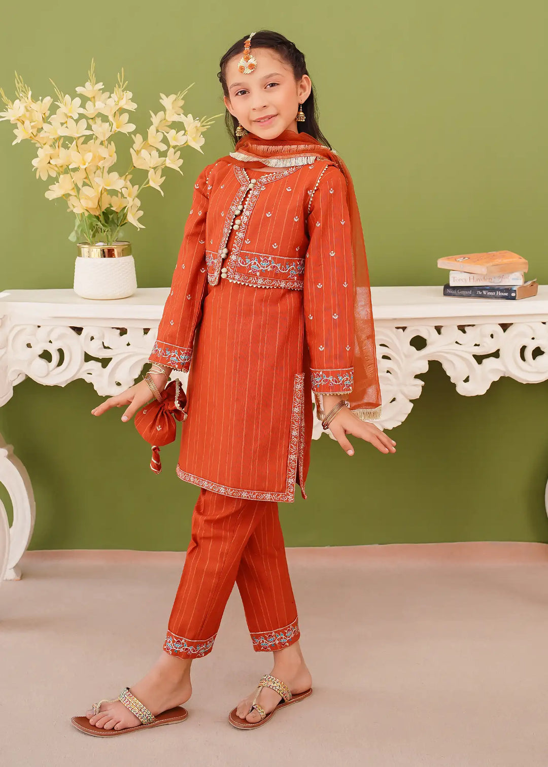 Modest - Khaddar Embroidered Suit For Girl - Brown - 3 Piece