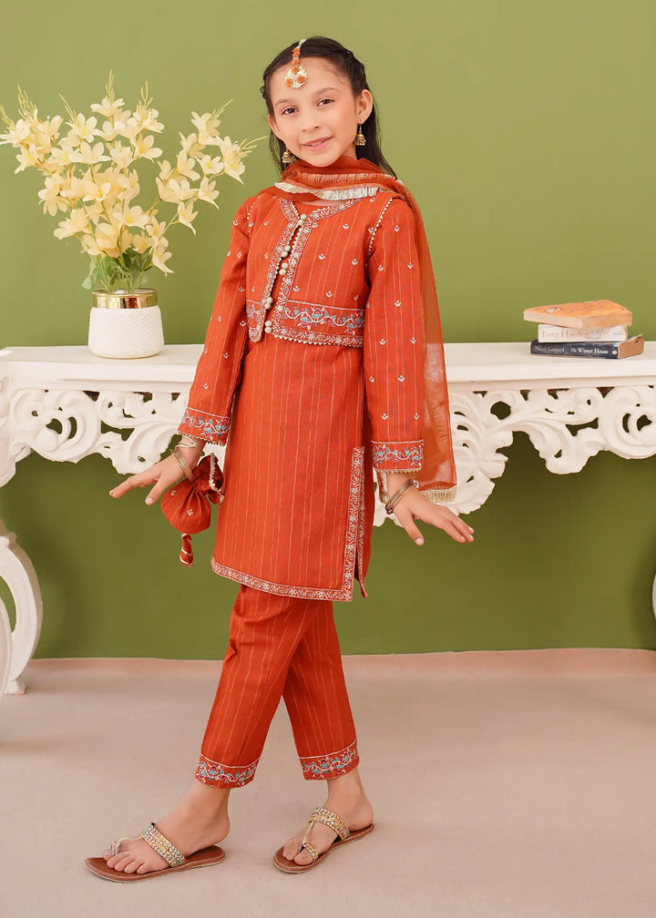 Modest - Khaddar Embroidered Suit For Girl - Brown - 3 Piece