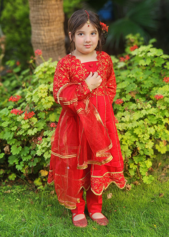 Modest - Blooming Red - Cotton - Girls 3 Piece Suit