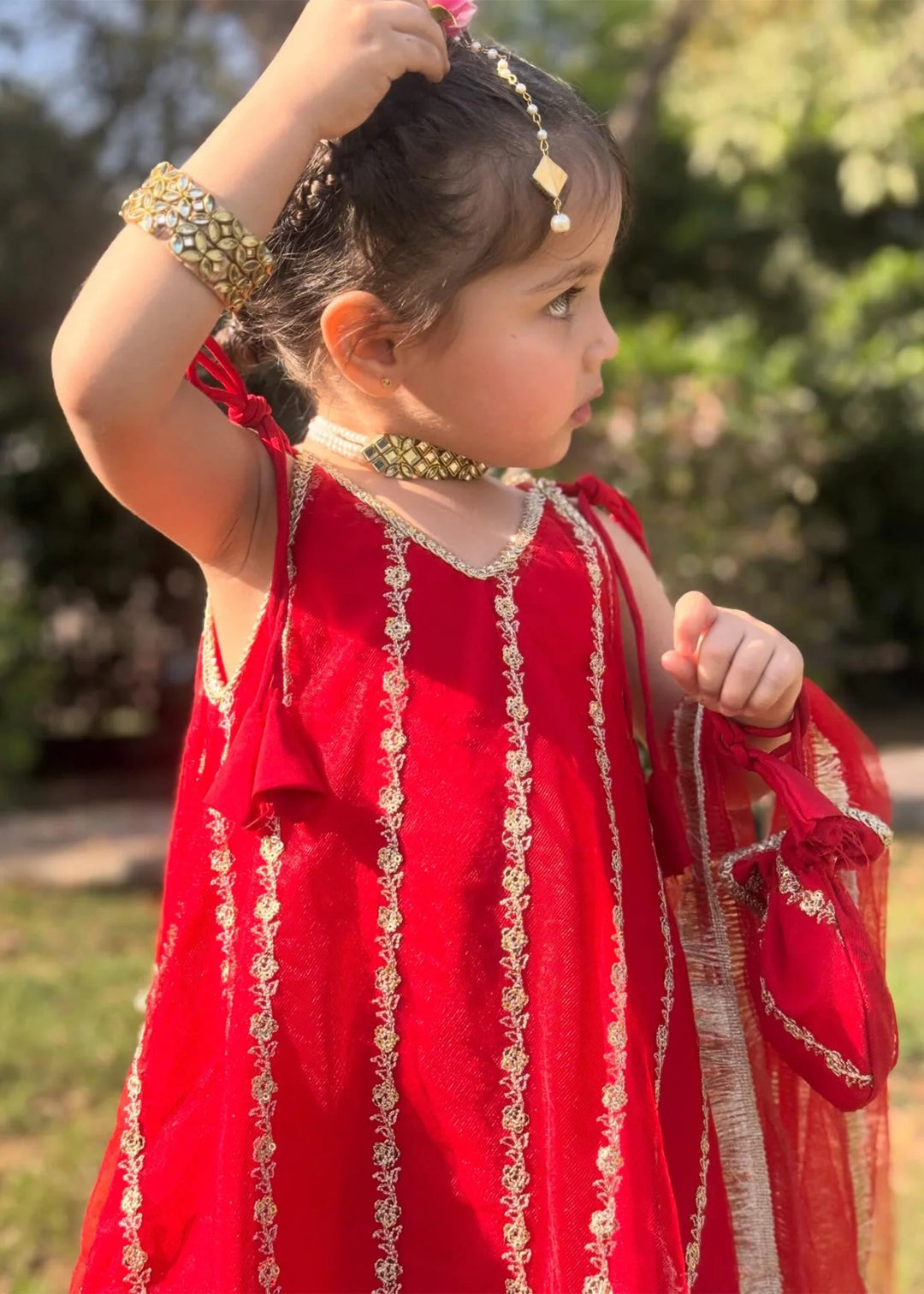 Modest - Net Embroidered Suit For Girl -  3 Piece