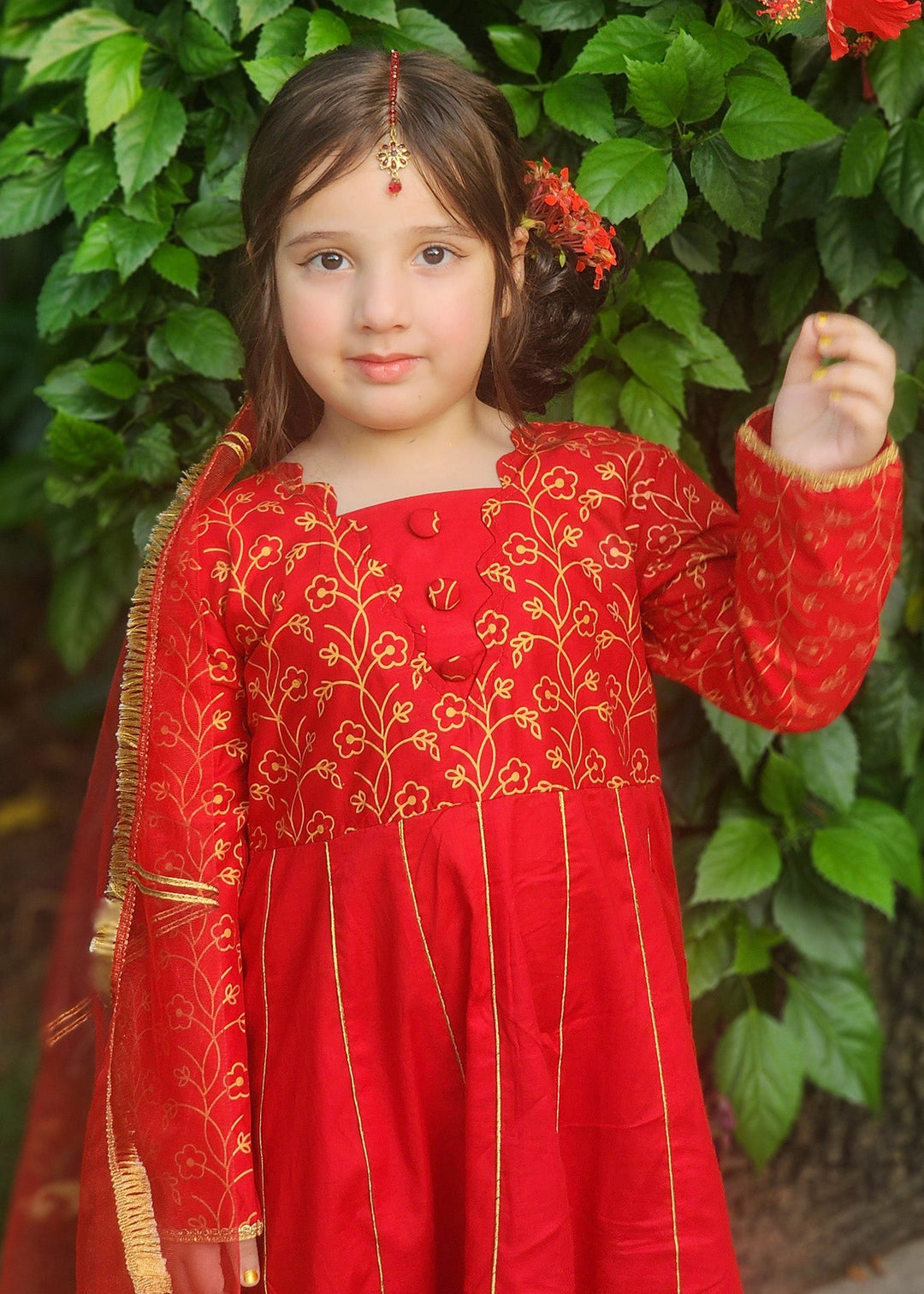 Modest - Blooming Red - Cotton - Girls 3 Piece Suit