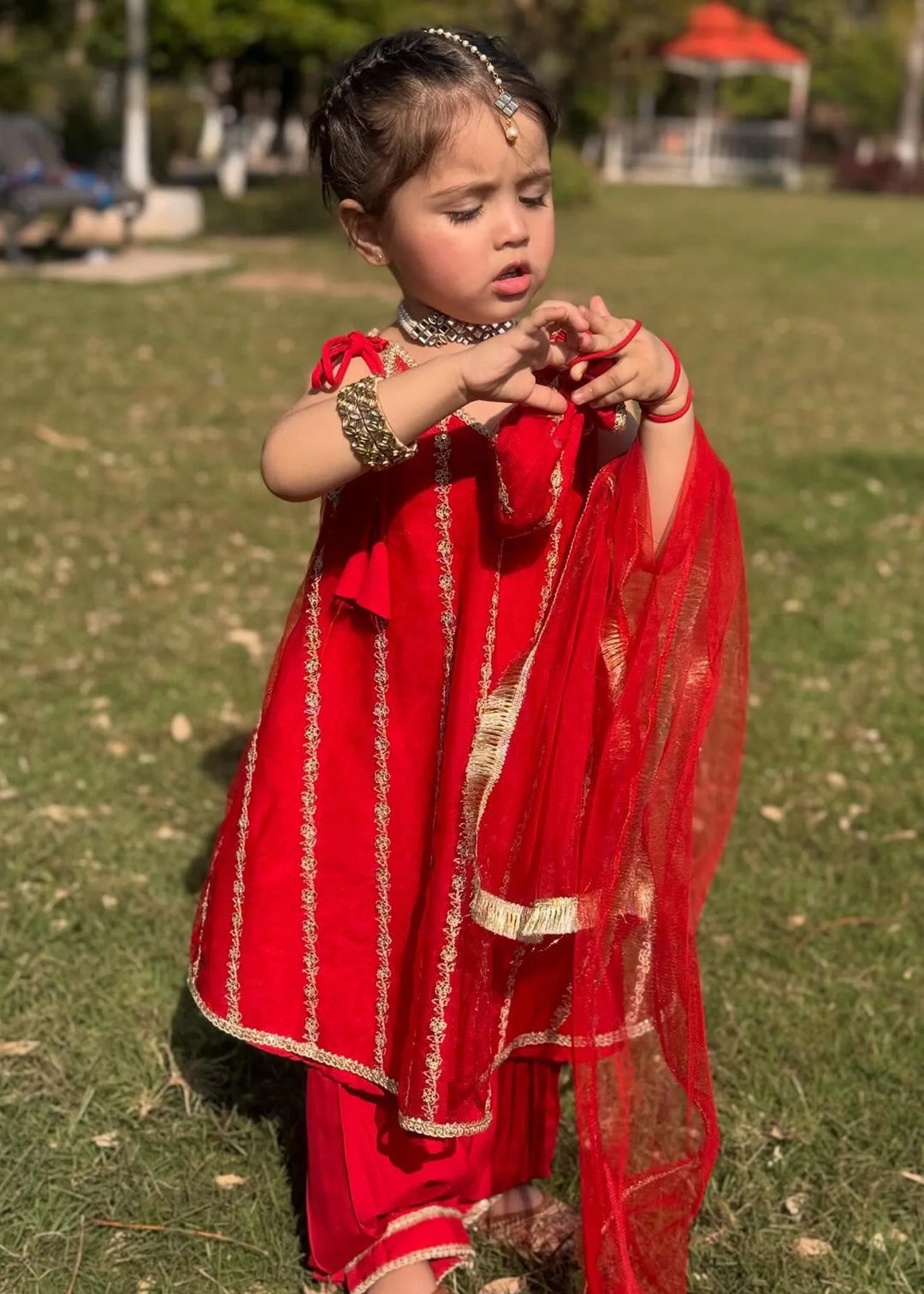 Modest - Net Embroidered Suit For Girl -  3 Piece