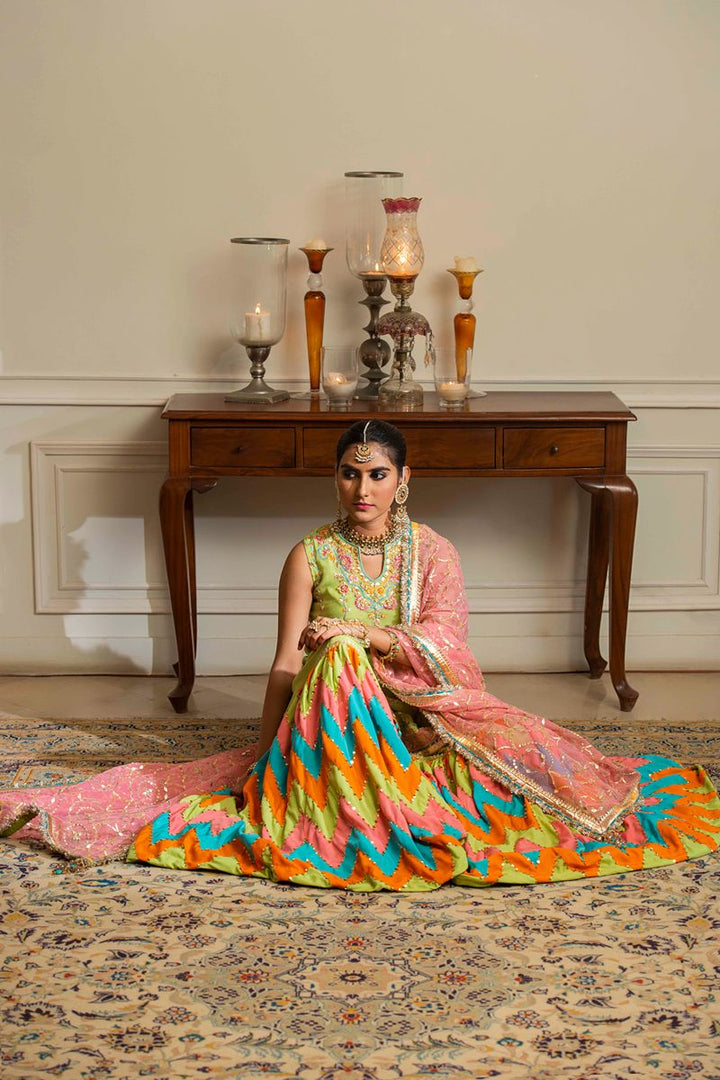 Yasmin Zaman - Asma - Korean Silk & Sponge Net- Green- 3 Piece