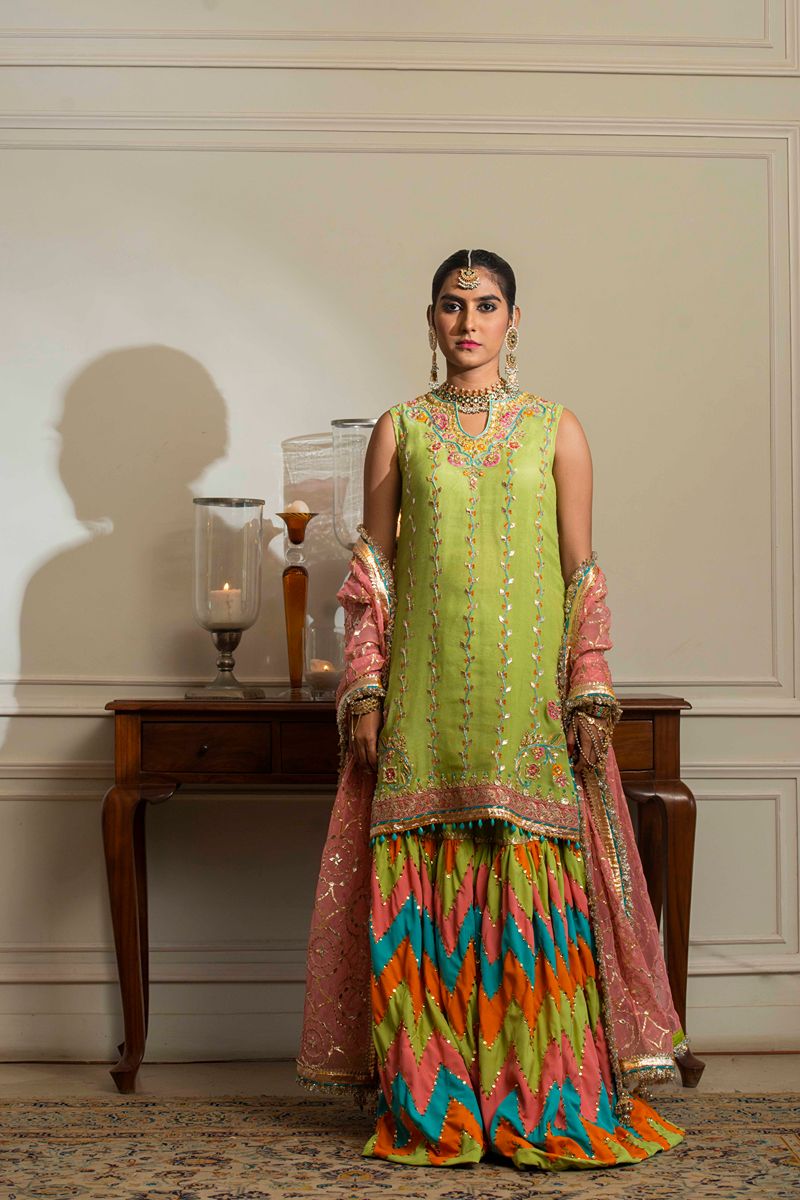 Yasmin Zaman - Asma - Korean Silk & Sponge Net- Green- 3 Piece