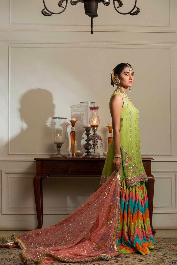 Yasmin Zaman - Asma - Korean Silk & Sponge Net- Green- 3 Piece