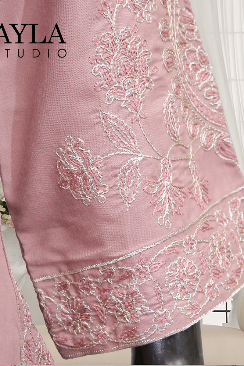 Ayla Studio - 2 pcs solid embroidery - GUL-E-NAZUK - SOFT MUAVE - Wash & Wear