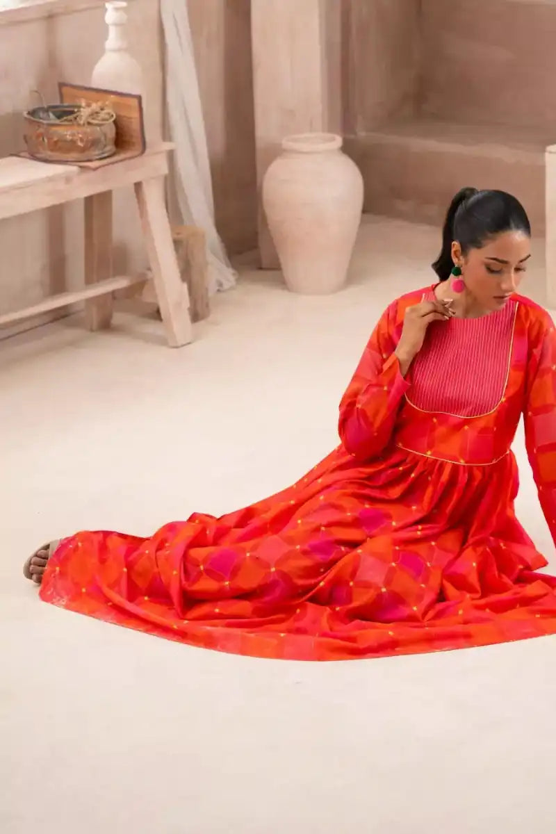 Ayla Studio - Barbara - Swiss Lawn - Pink &amp; Orange - 1 Piece