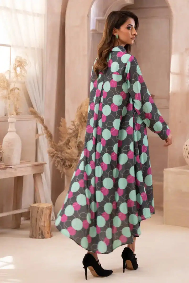 Ayla Studio - Bubbles - Georgette - Grey with Mint &amp; Magenta - 1 Piece