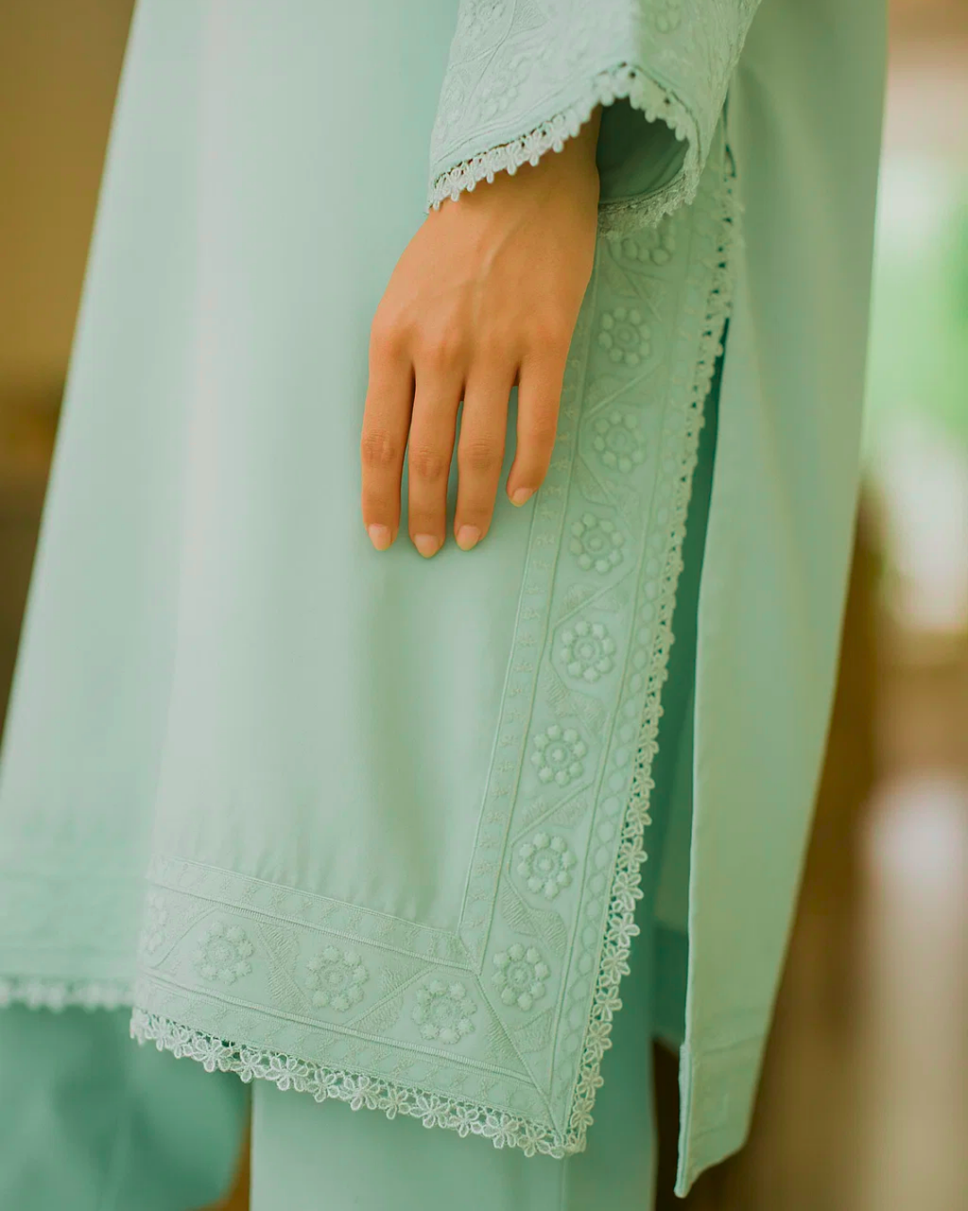 Ayla Studio - Dobby Lawn Sabz-Sitara Embroidered Suit For Women - Green - 2 Piece