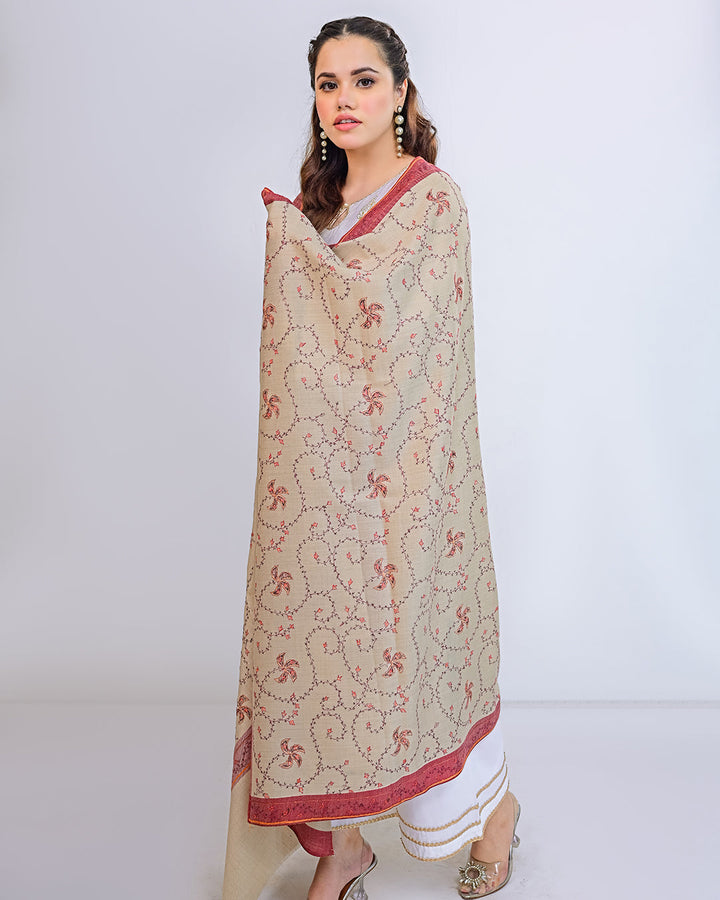 Ayla Studio - EMBROIDERED PASHMINA SHAWL - ARIA - Beige - 1 Piece