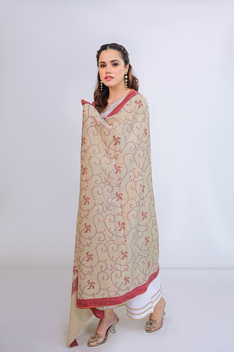Ayla Studio - EMBROIDERED PASHMINA SHAWL - ARIA - Beige - 1 Piece