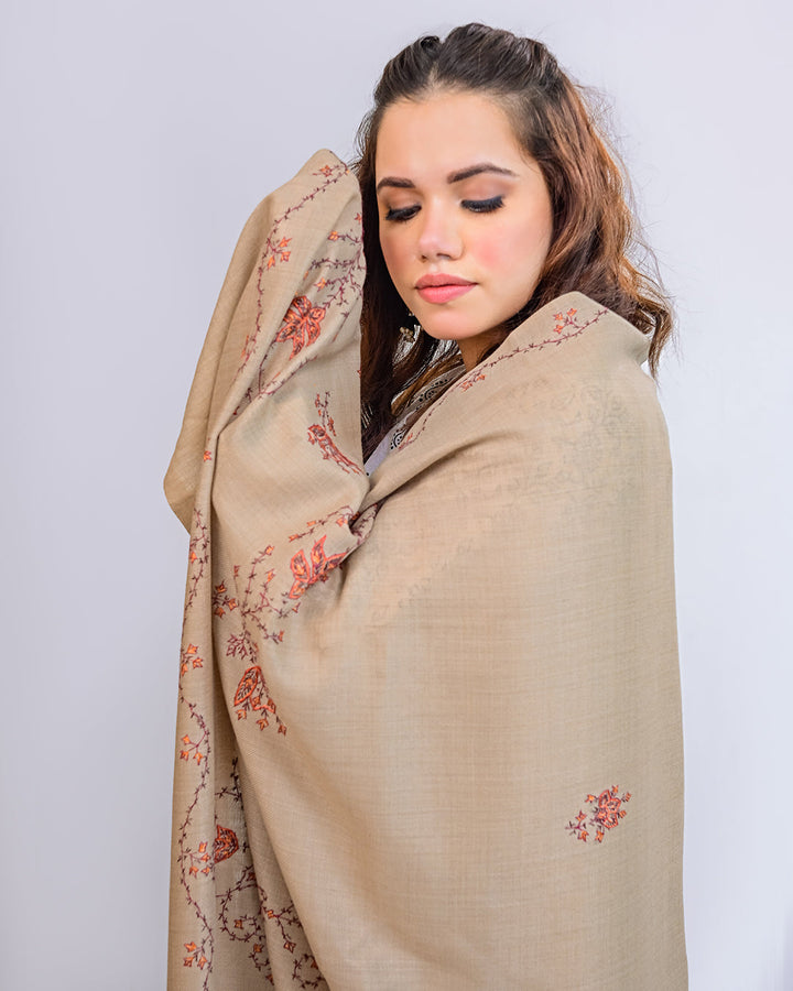 Ayla Studio - EMBROIDERED PASHMINA SHAWL - KALISA - Beige - 1 Piece